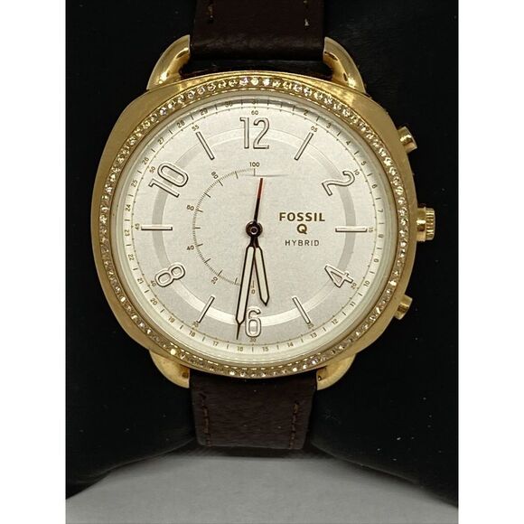 Fossil FTW1208 Women's Brown Leather White Analog Dial Hybrid Smartwatch XX767 - Picture 2 of 12
